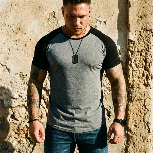 Theresa Mode Roram Zweifarbiges Raglan Shirt Herren - Grau/Schwarz