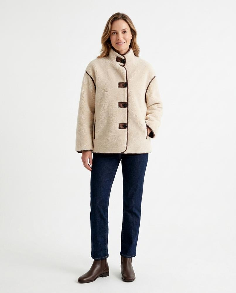 Theresa Mode - Nesin | Paspelierte Strukturierte Jacke Damen