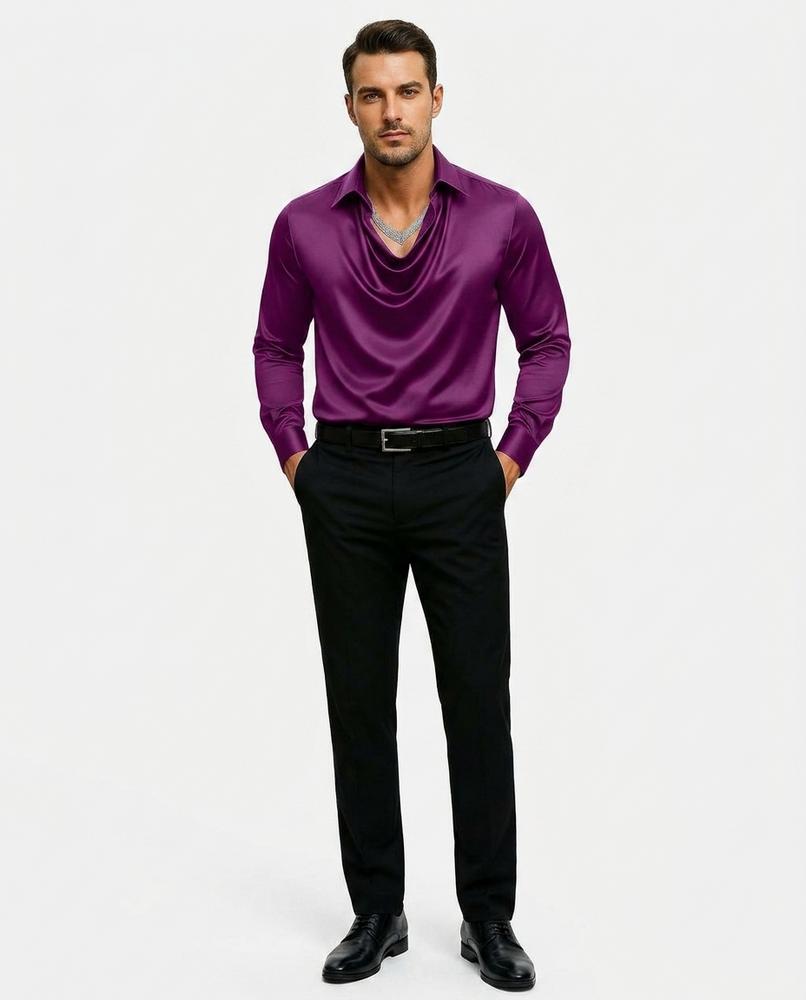 Theresa Mode - Lazot | Drapiertes Satin Hemd Herren