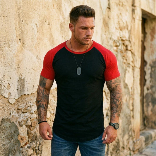 Theresa Mode Roram Zweifarbiges Raglan Shirt Herren