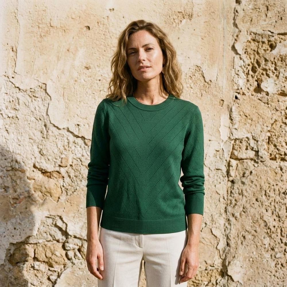 Theresa Mode Raram Langärmliger Strukturierter Pullover Damen - Lila