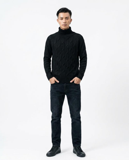 Theresa Mode - Mizan | Strukturiert Langärmlig Rollkragenpullover Herren
