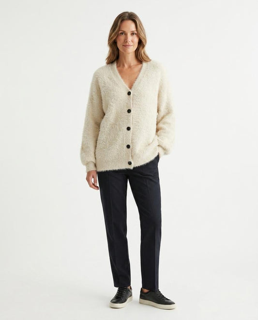 Theresa Mode - Zaran | Flauschig Geknöpft Strickjacke Damen