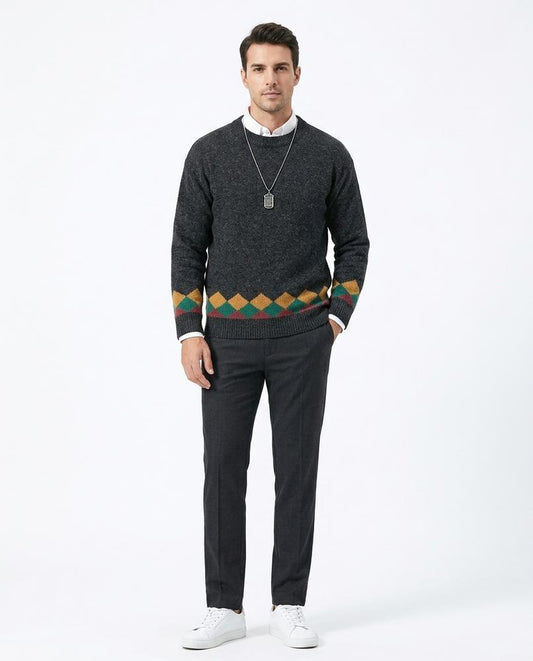 Theresa Mode - Mimer | Melierter Gemusterter Pullover Herren