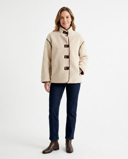 Theresa Mode - Nesin | Paspelierte Strukturierte Jacke Damen