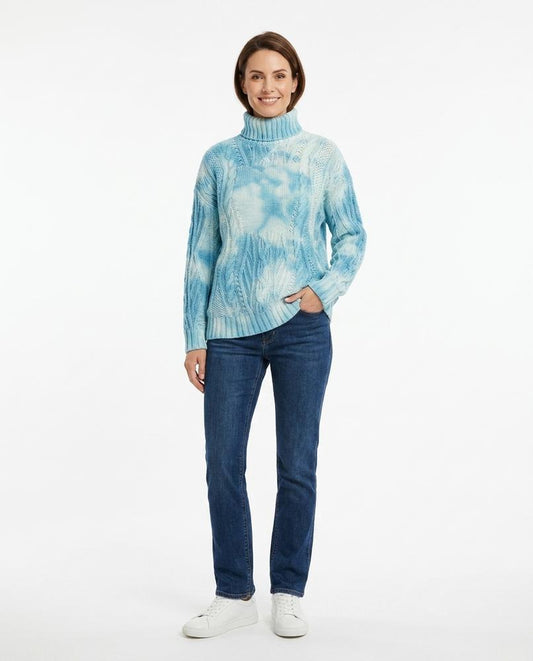 Theresa Mode - Raken | Zopfgestrickter Batikierter Rollkragenpullover Unisex