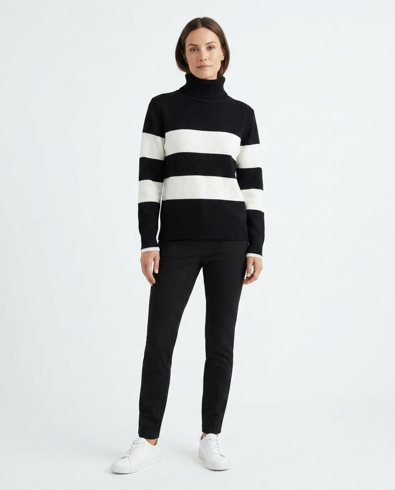 Theresa Mode - Lezan | Gestreift Gefüttert Rollkragenpullover Herren