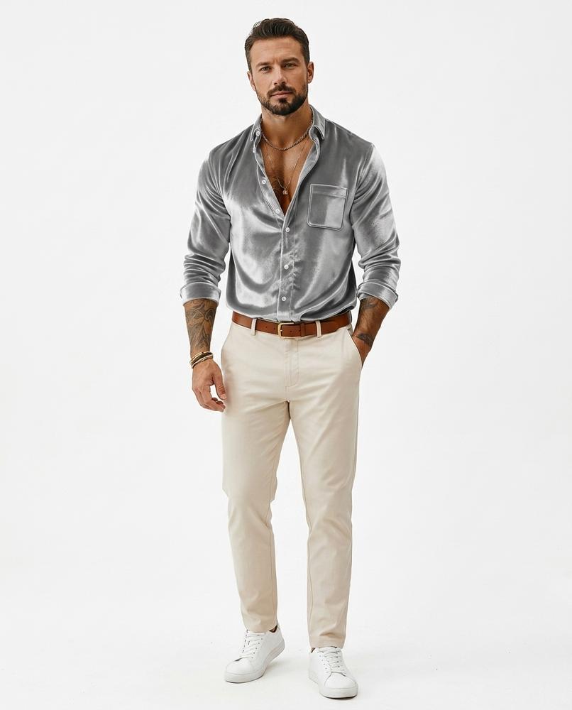 Theresa Mode - Cados | Langärmliges Samt Hemd Herren
