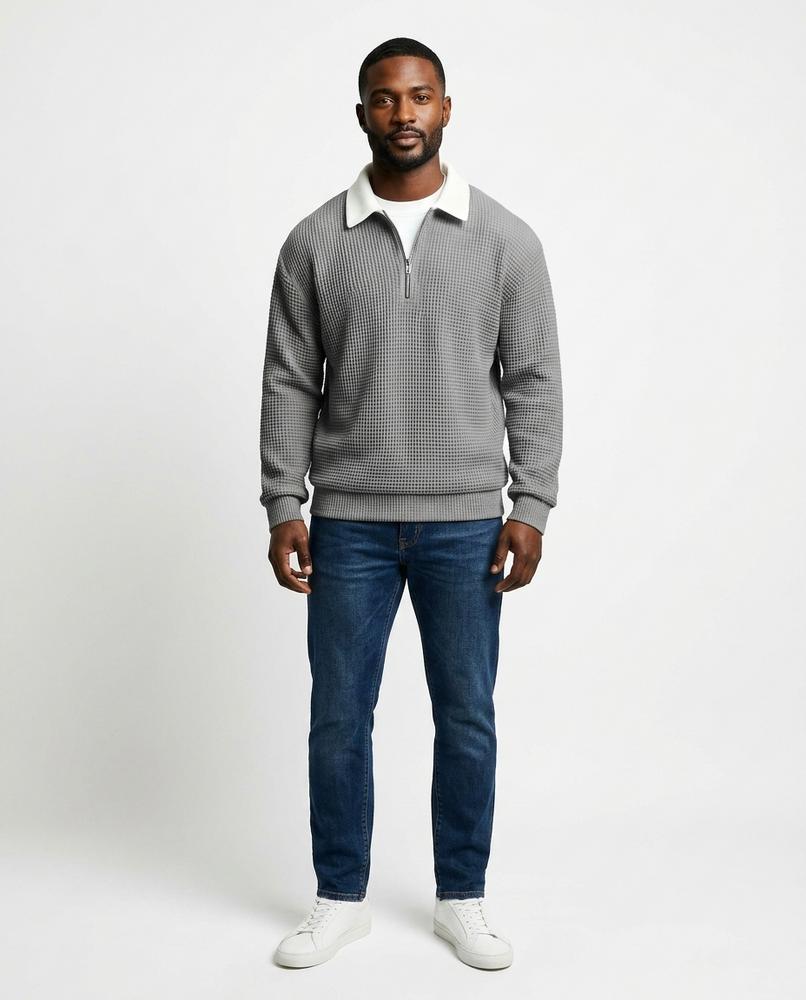 Theresa Mode - Dugem | Gewaffelt Langärmelig Pullover Herren