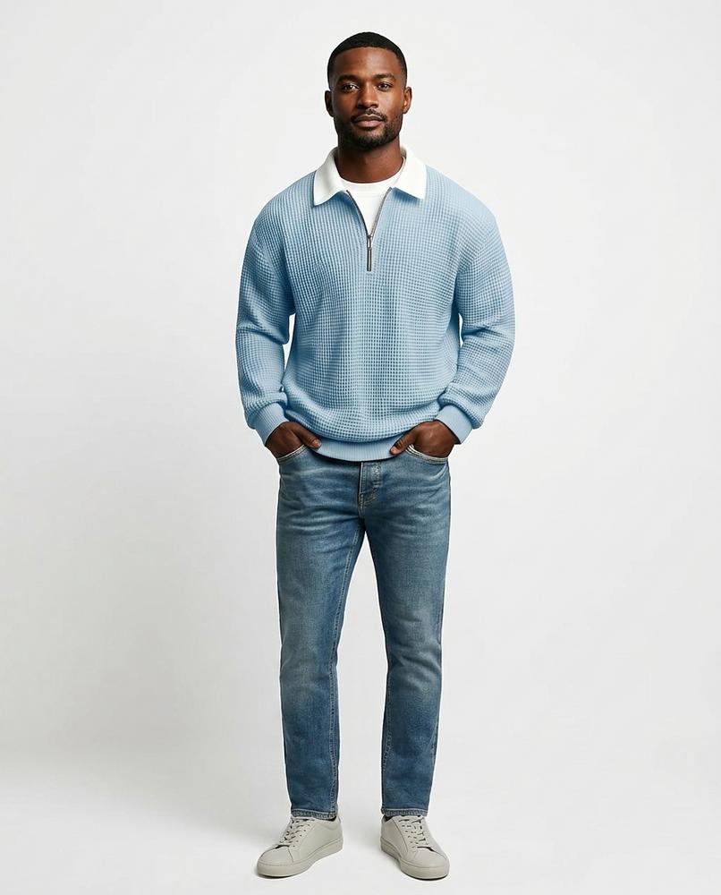 Theresa Mode - Dugem | Gewaffelt Langärmelig Pullover Herren