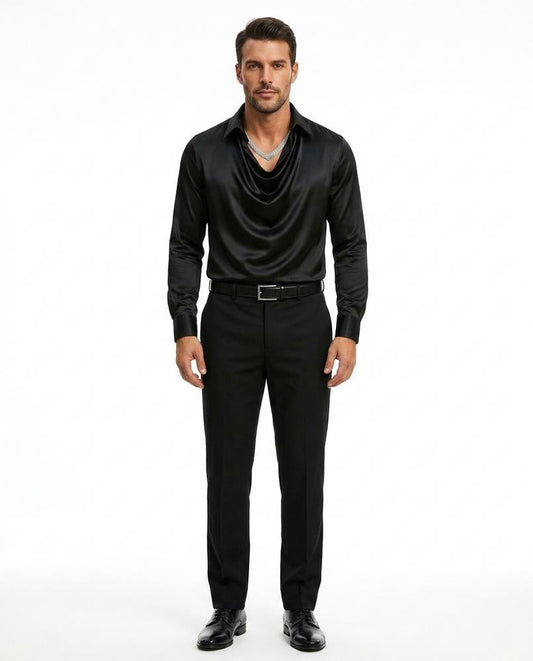 Theresa Mode - Lazot | Drapiertes Satin Hemd Herren