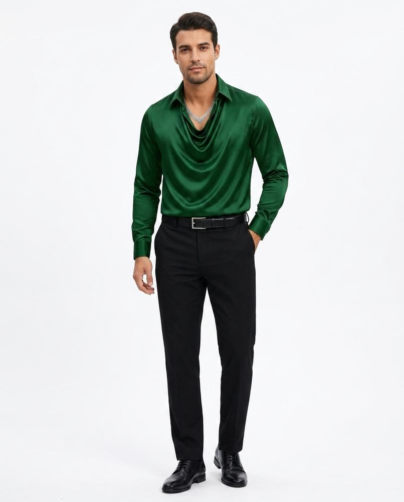 Theresa Mode - Lazot | Drapiertes Satin Hemd Herren